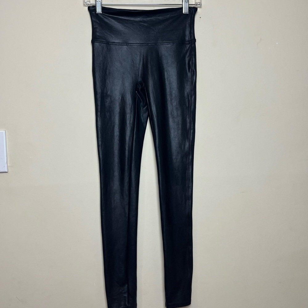 Spanx Faux Leather‎ Black Leggings Style 2437 Size Small
